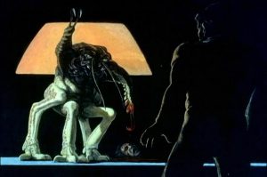 A concept drawing for the sci-fi movie Alien, by Ron Cobb
